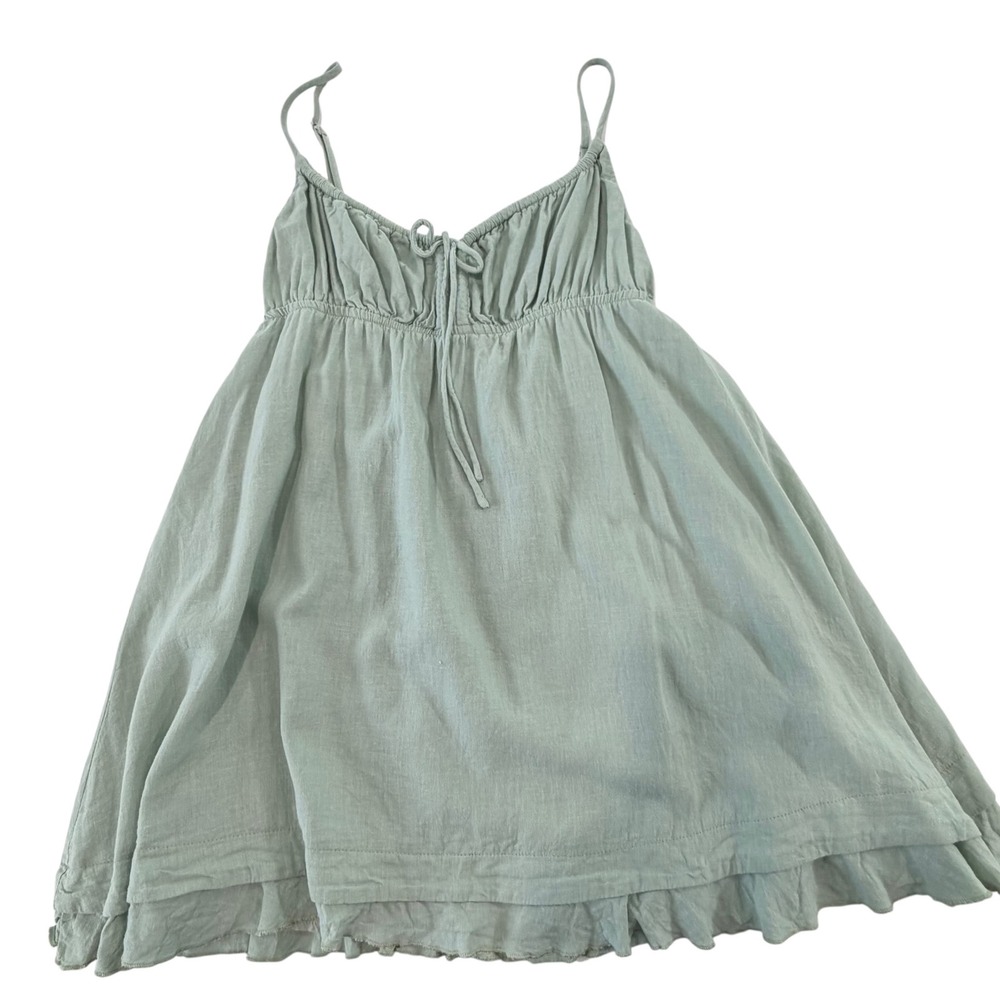 Princess Polly Empress of Love Sage Green Linen Milkmaid Babydoll Mini Dress, 6 - Picture 6 of 11